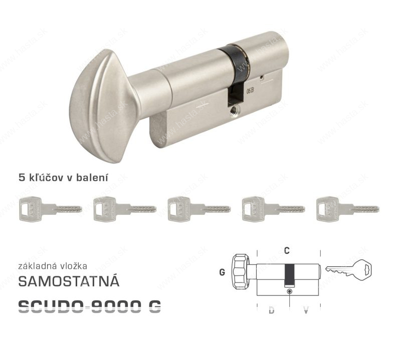 VLOŽKA SCUDO 9000 40/55 DĹŽKA 95 MM SO ZVRTLÍKOM