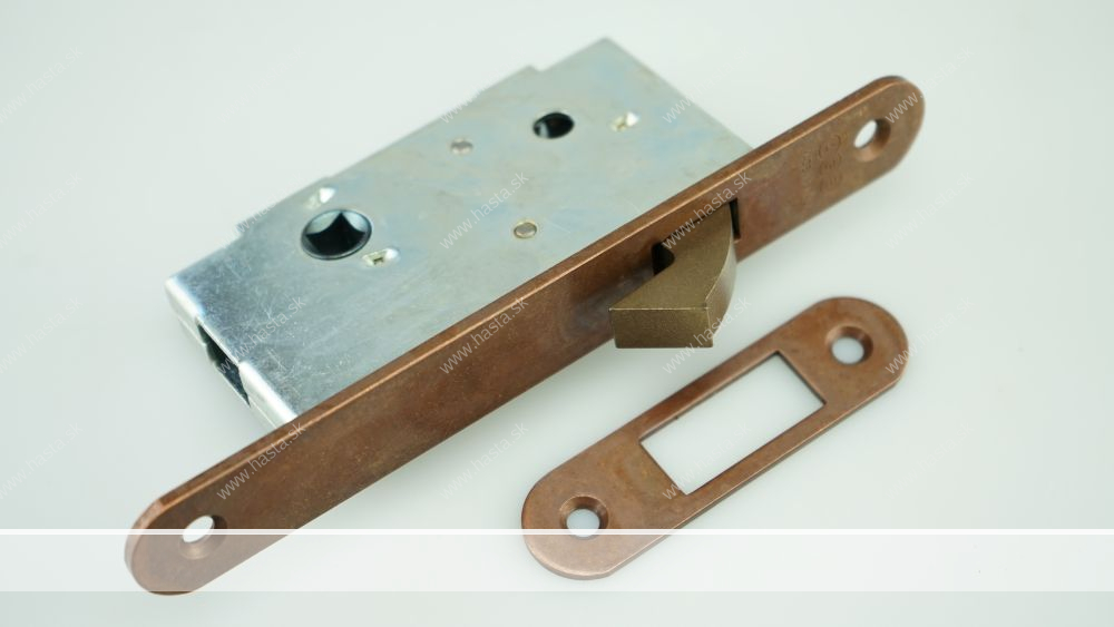 ZÁMOK KRÁTKY HÁKOVÝ WC DM50 NA POSUVNÉ DVERE - BRONZ