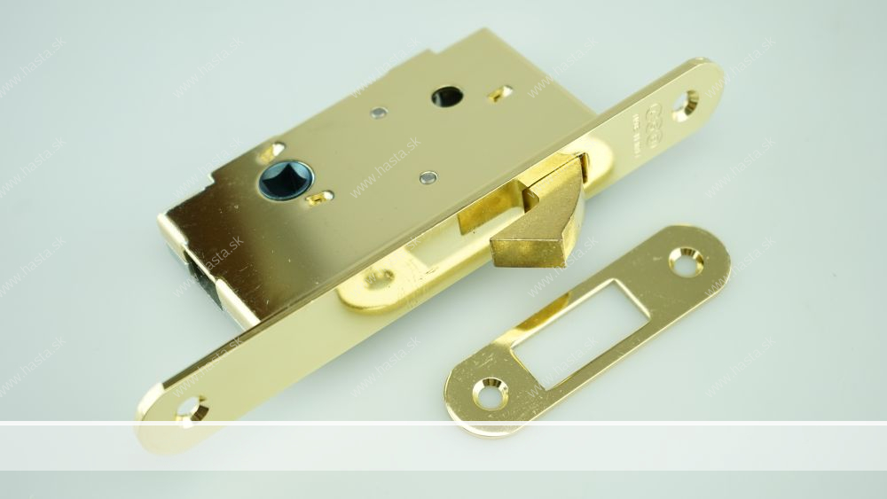 ZÁMOK KRÁTKY HÁKOVÝ WC DM35 NA POSUVNÉ DVERE - MOSADZ